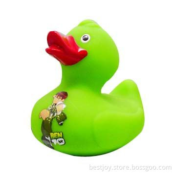 Green Rubber Duck with Cartoon Figure, CE, RoHS Mark